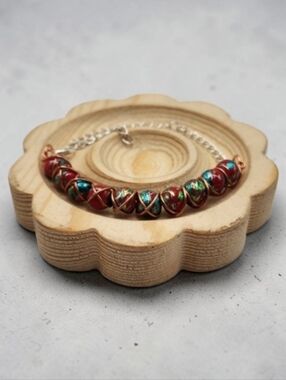 Handmade Wire-Wrapped Multi Color Bead Bracelet | Adjustable Chain Jewelry